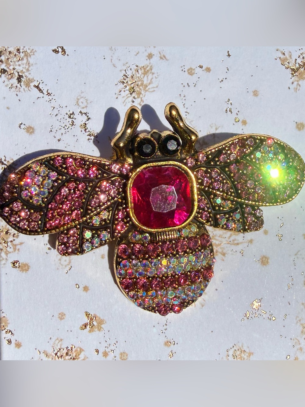 Vintage Pink Rhinestone Bee Brooch – Lucky Charm & Luxury Accent